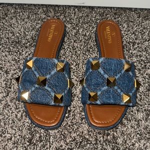 Valentino Roman Denim Slides